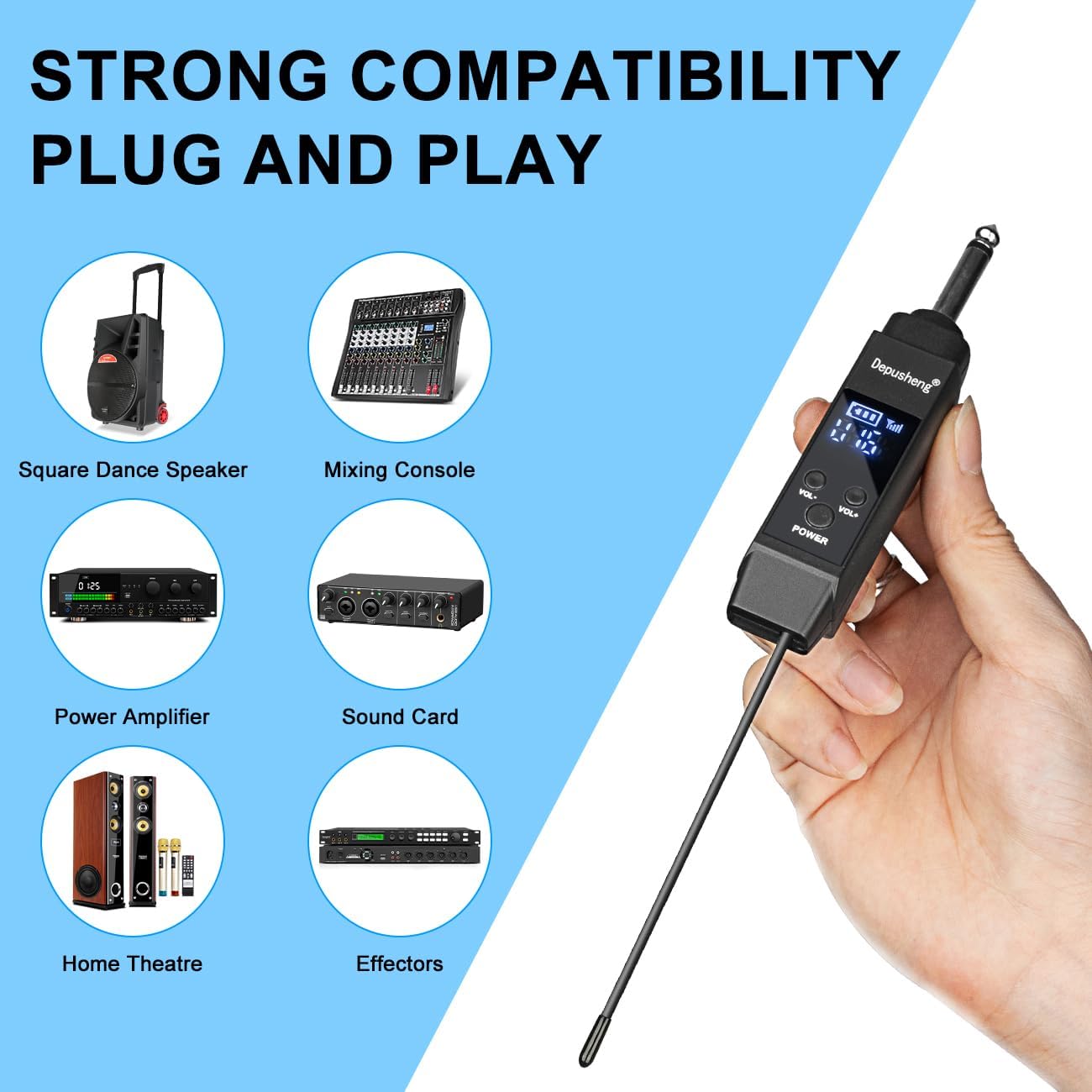 Wireless Handheld Microphone System – Rechargeable Live Vocal Mic