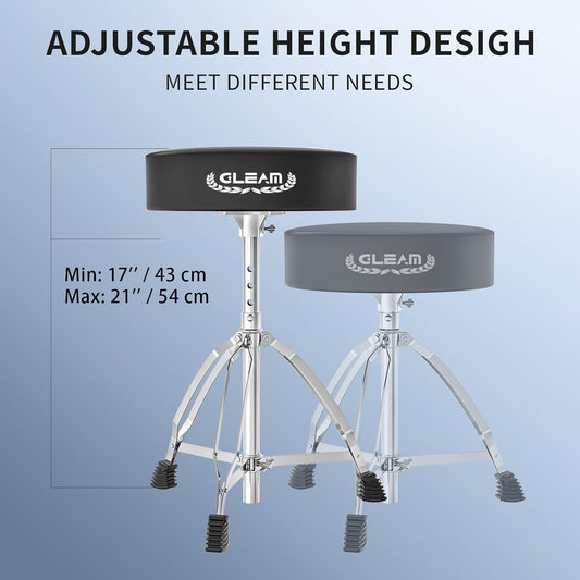 Adjustable Drum Throne – Padded Drum Stool with Sticks