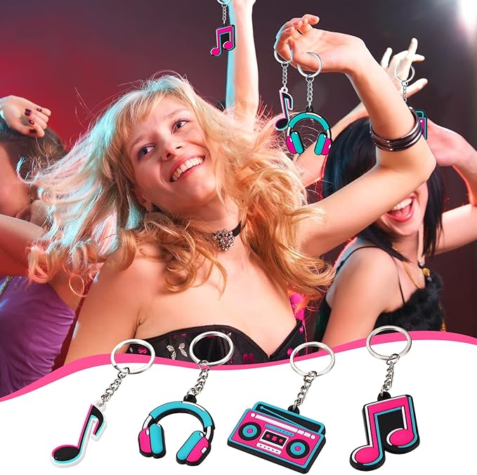Music Note Silicone Keychain – Musical Key Ring for Guitar Players & Music Lovers, Lightweight Backpack Charm, Musician Gift Accessory