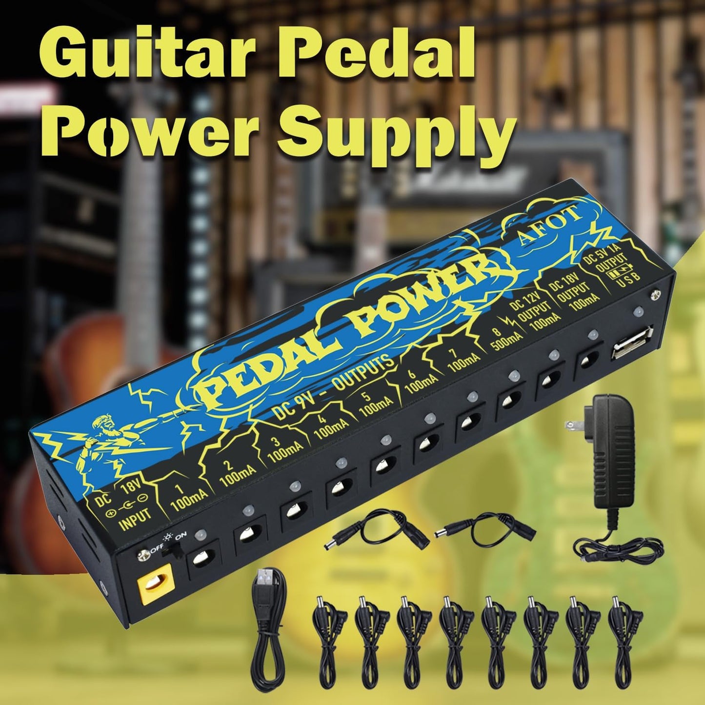 Stage-Ready Pedalboard Bundle – Aluminum Pedal Board with Carry Bag & 10-Output Isolated Power Supply
