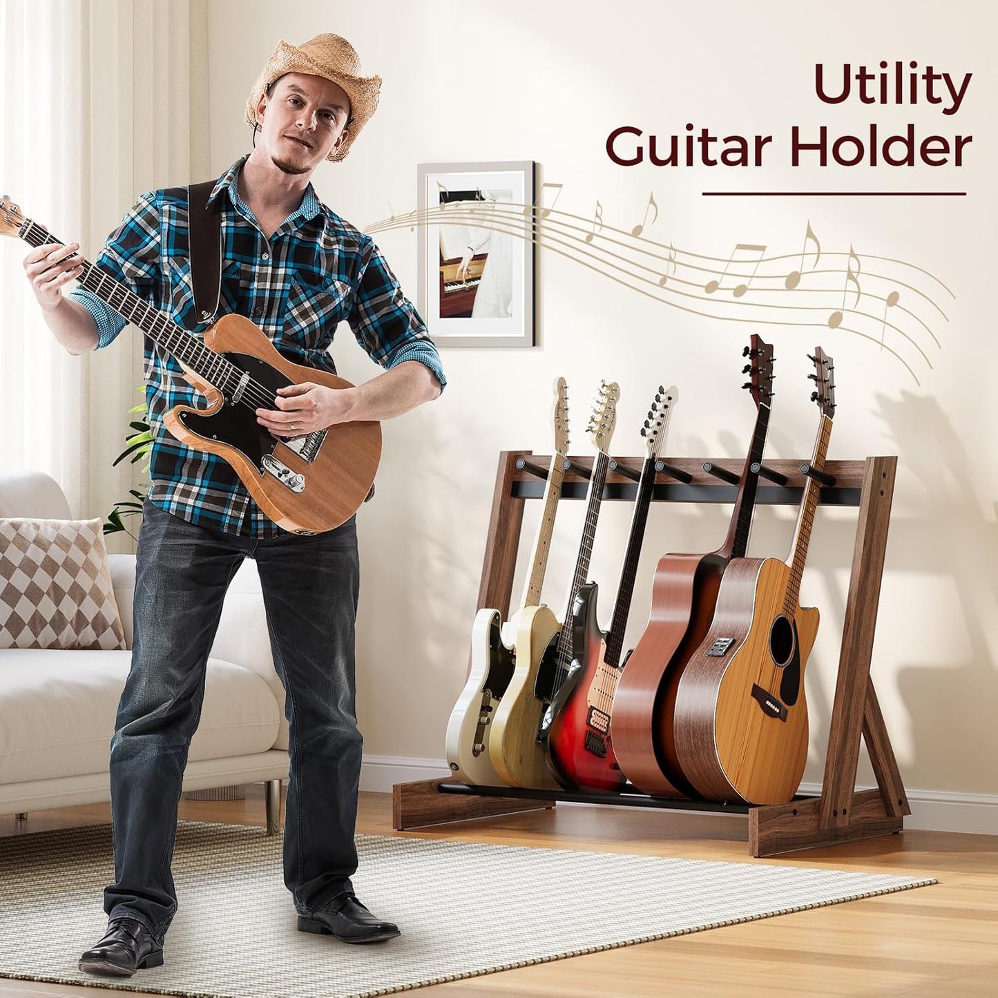 6 Guitar Rack Stand – Wooden Floor Guitar Holder