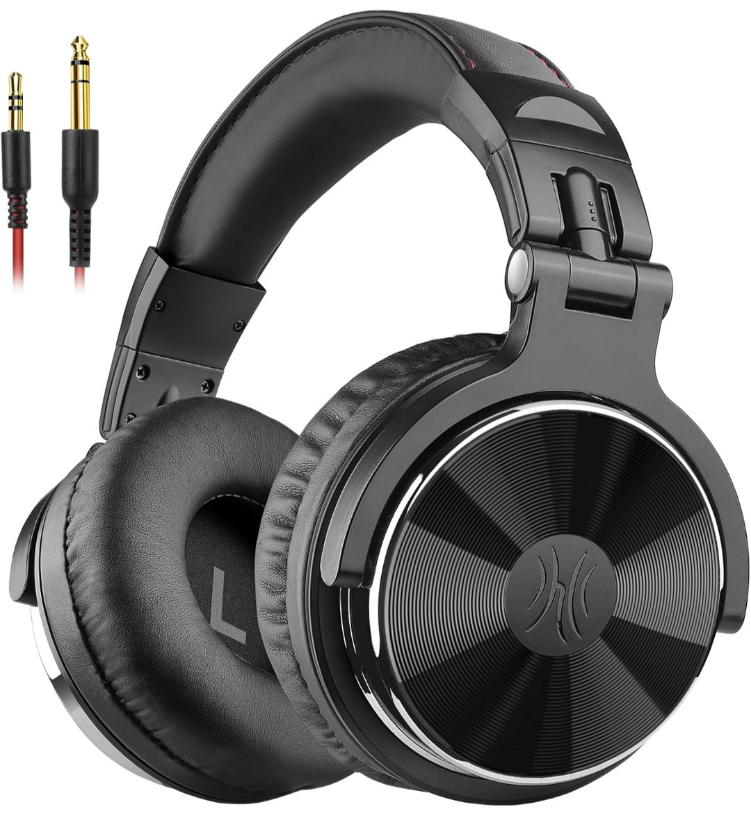 OneOdio Wired Over Ear Headphones Hi-Res Studio Monitor & Mixing DJ Stereo Headsets with 50mm Drivers and 1/4 to 3.5mm Jack for AMP Computer Recording Podcast Keyboard Guitar Laptop - Black