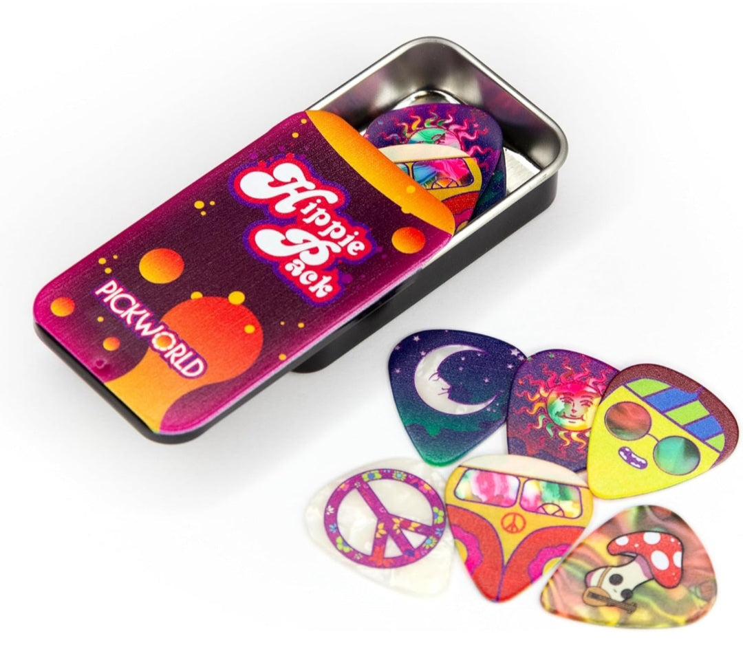 Hippie Pack Pick Tin with 12 Celluloid Guitar Picks