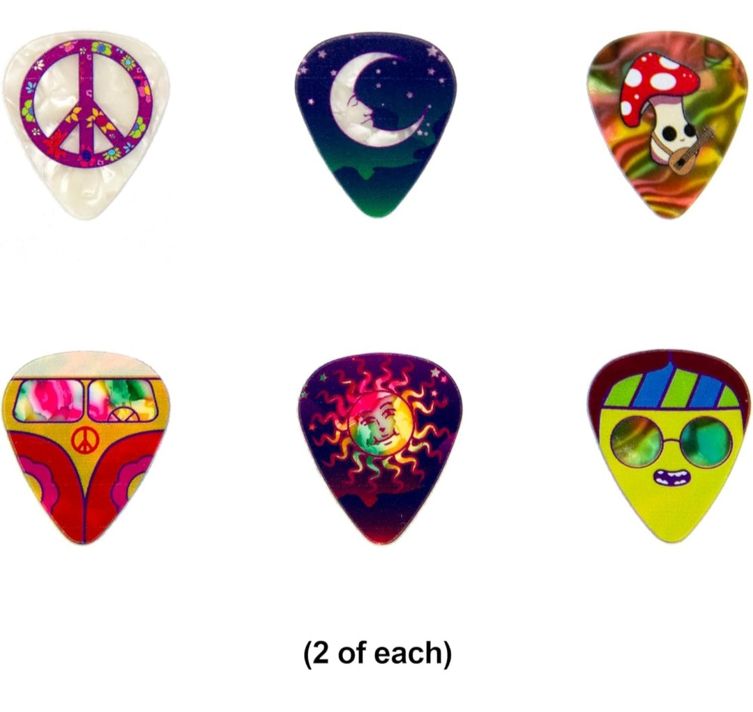 Hippie Pack Pick Tin with 12 Celluloid Guitar Picks