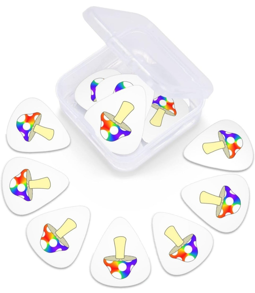 Mushroom Nature Colorful Mushroom Rainbow Guitar Picks For Acoustic Guitar Mandolin Bass Electric Guitar 12-Pack Includes Thin Medium Heavy Gauges