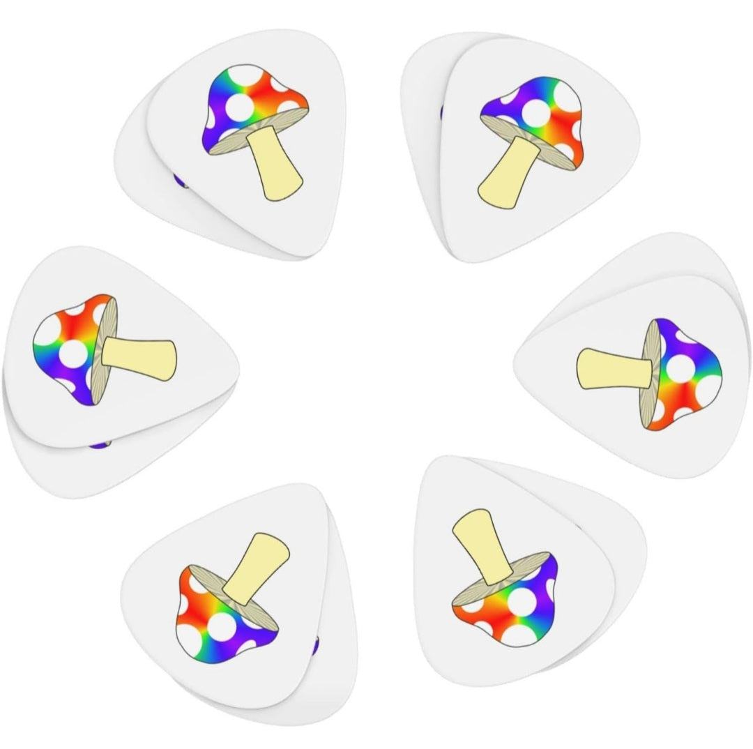 Mushroom Nature Colorful Mushroom Rainbow Guitar Picks For Acoustic Guitar Mandolin Bass Electric Guitar 12-Pack Includes Thin Medium Heavy Gauges