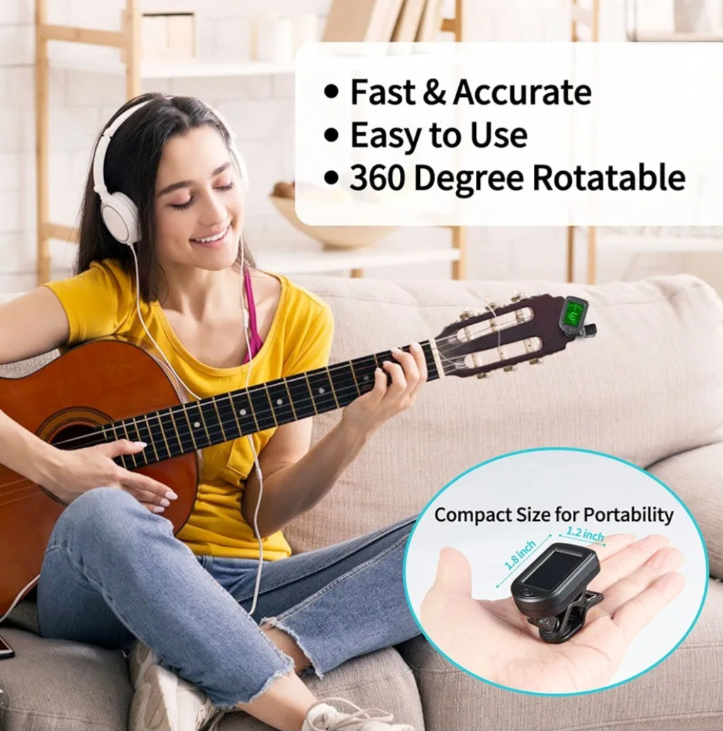 Kozmik Grooves Clip on Tuner for Guitar, Bass, Ukulele, Violin, Banjo Tuner and more!