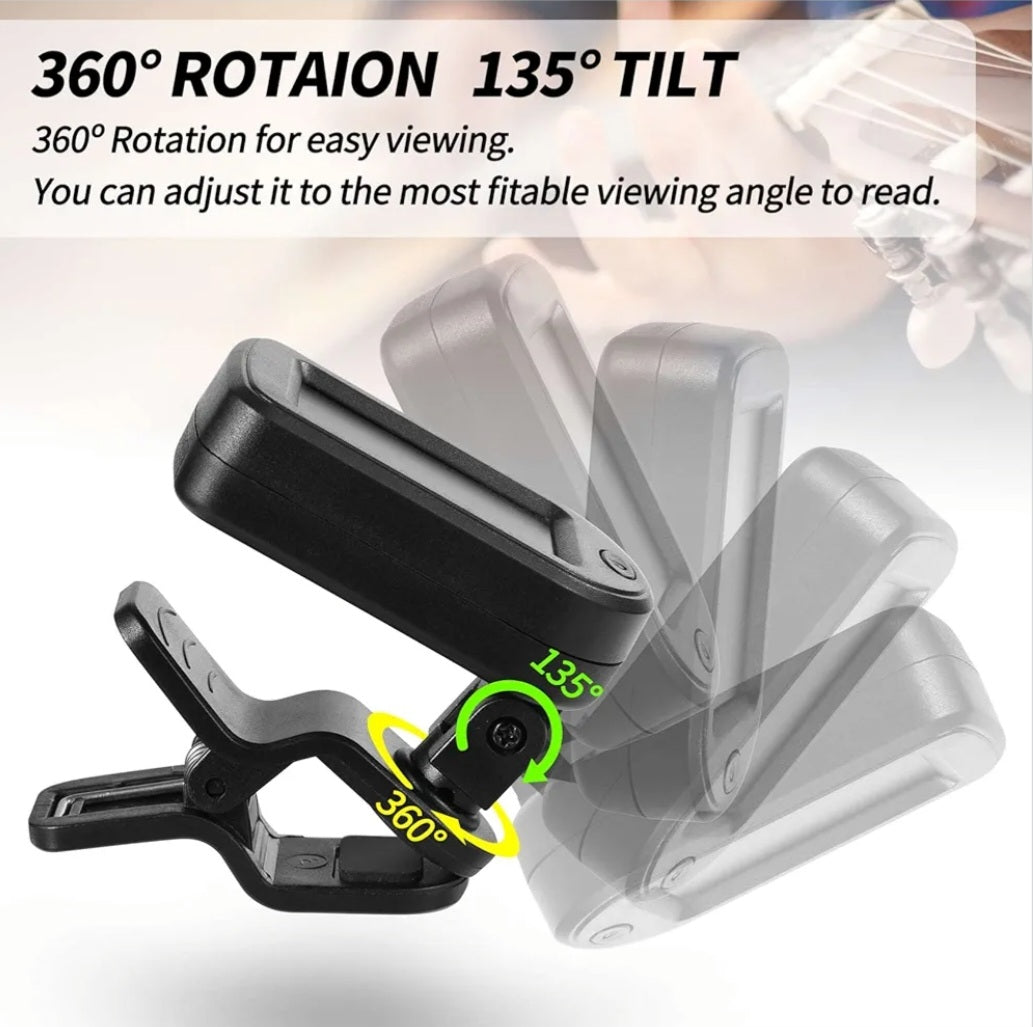 Kozmik Grooves Clip on Tuner for Guitar, Bass, Ukulele, Violin, Banjo Tuner and more!