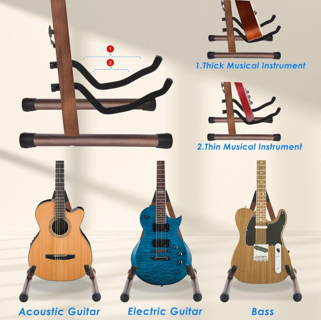 MOREYES Guitar Stand, Acoustic Guitar Stand, Folding A-Frame Electric Guitar Stand, Wooden Guitar Stands Floor For School Music Program, Concerts & Multiple Users, Easy to Assemble
