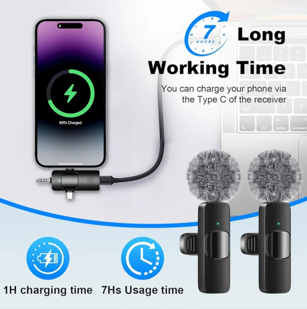 Weton 4 in 1 Wireless Lavalier Microphones for iPhone, Camera, Android, Laptop, Mini Microphone, Noise Canceling Lapel Mic - Clip on Mic for Interview Video Recording Podcast Vlog YouTube
