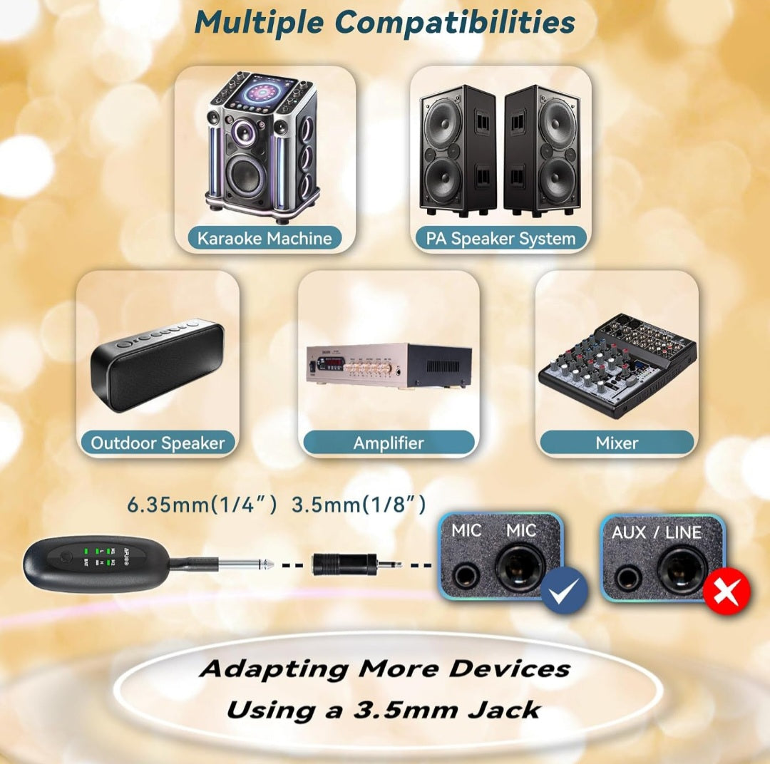 Afuoo Wireless Microphone Set for Singing, Speeches, Karaoke, Dual-Mic Receiver with AA Battery, Storage Case Included, Metal Cordless Mic 2 Pack for Karaoke Machines, PA Systems, Amplifier, Navy Blue