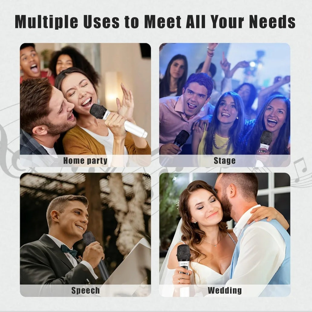 Talomen Wireless Microphone, Rechargeable Karaoke Microphone for Singing, 2.4GHz Handheld Cordless Dynamic Mic System with Receiver(160 Ft) for Wedding, DJ, Party, Speech, Church, K60-1, Silver