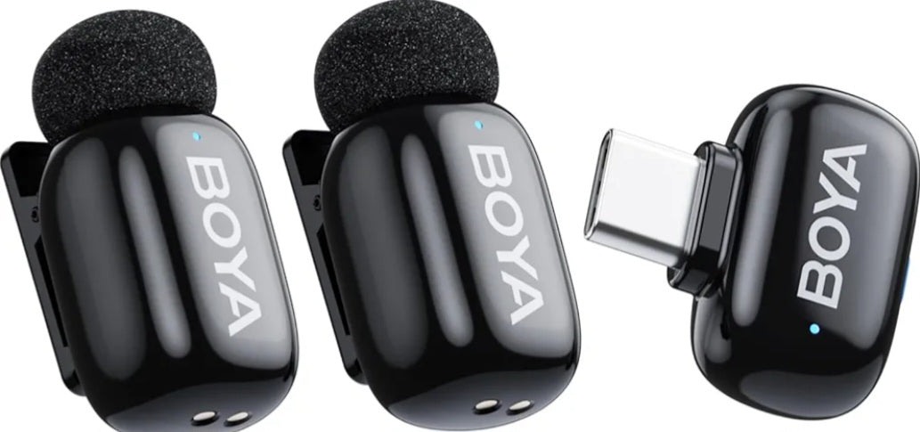 BOYA mini Wireless Lavalier Microphone for Android/iPhone 15/16,USB-C Plug & Play, 328ft 6H Battery, 3-Level AI Noise Reduction,AI Voice Changer for YouTube/TikTok/Recording (2TX+1RX,No Charging Case)