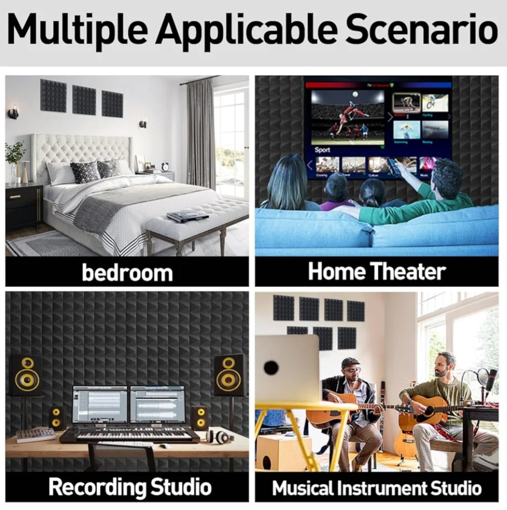 6 Pack Sound Proofing Panels 12x12x2 Inch Acoustic Wall Panels Self Adhesive Soundproofing Panels with Strong Glue