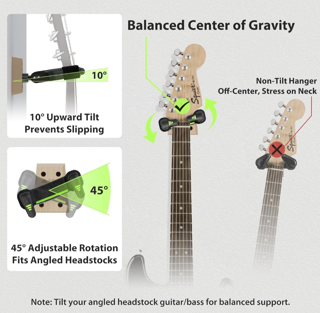 Guitar Wall Mount Auto-Lock – Heavy-Duty Hanger for Acoustic, Electric, Bass & Mandolin
