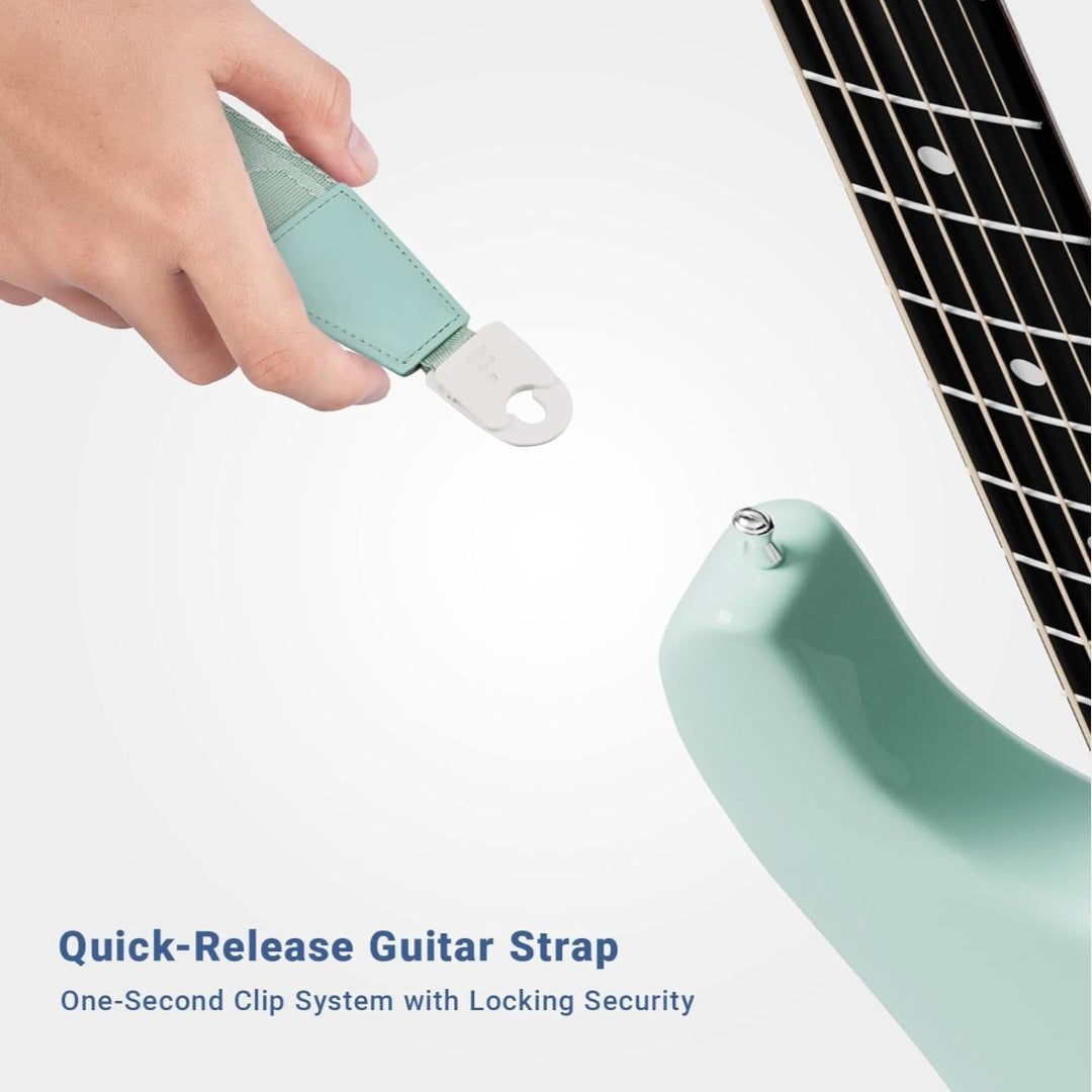 Quick-Snap Nylon Strap-quick locking-2 inches leather ends for Acoustic Electric Guitar Straps,Bass Guitar Strap