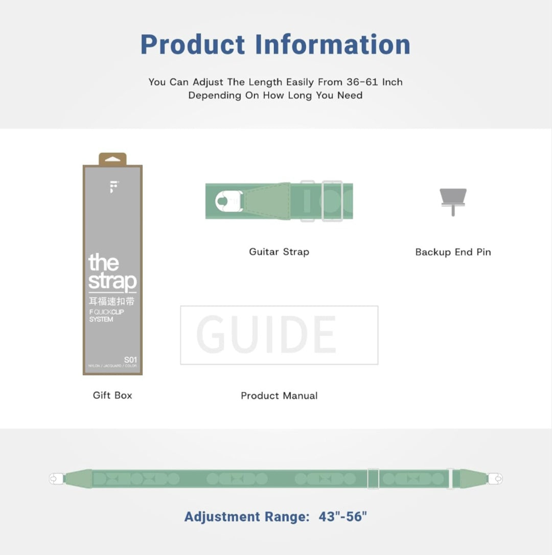 Quick-Snap Nylon Strap-quick locking-2 inches leather ends for Acoustic Electric Guitar Straps,Bass Guitar Strap