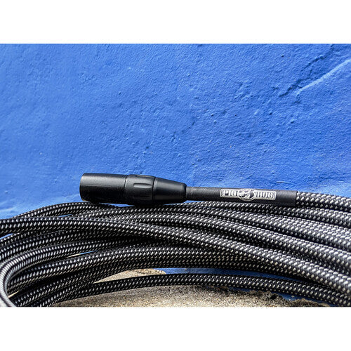 Pig Hog 20ft XLR Microphone Cable Black/White Woven PHM20BKW