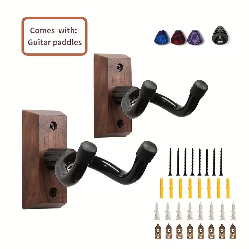 Kozmik Grooves Guitar Wall Stand – Rotatable Soft Hook, Black Walnut
