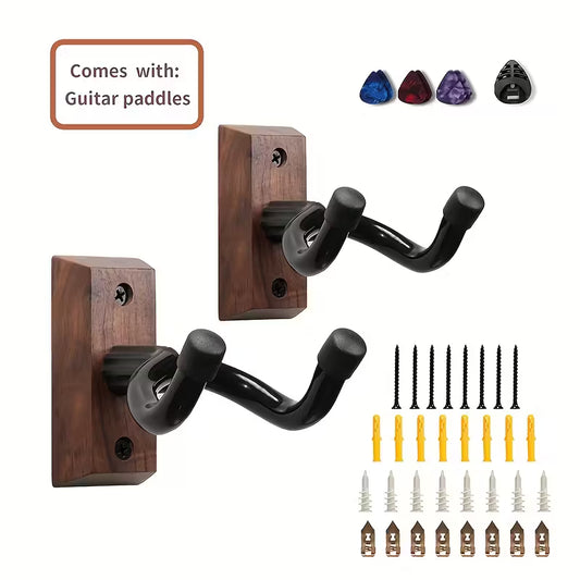 Kozmik Grooves Guitar Wall Stand – Rotatable Soft Hook, Black Walnut