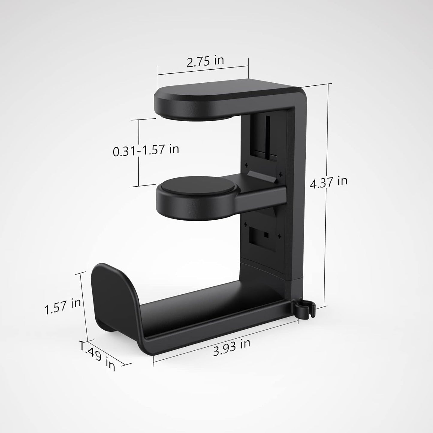 Clamp-On Headphone Holder for Desk – Under Desk Headset Stand Mount, Space Saving Gaming & Studio Headphone Hanger, Rotating Hook Desk Organizer