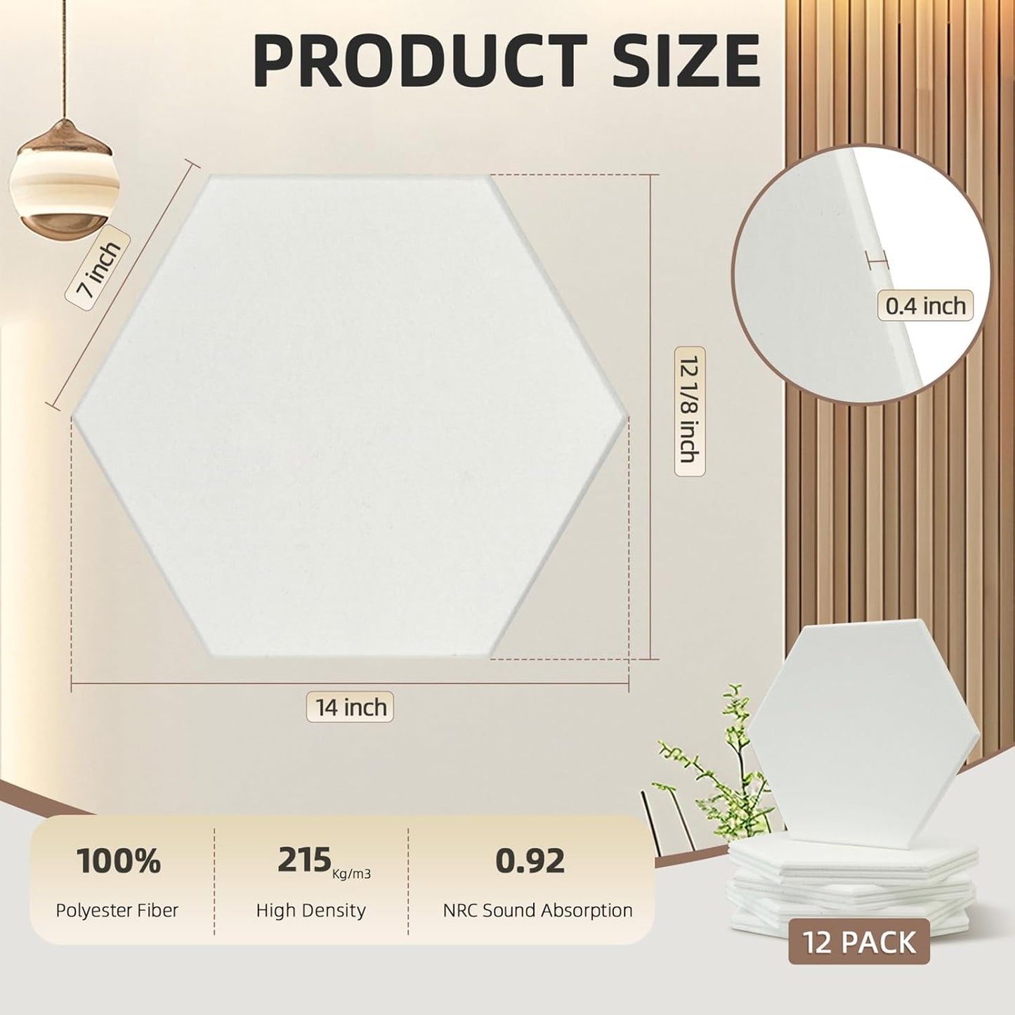 Hexagon Acoustic Wall Panels (12 Pack) – Sound Absorbing Studio Tiles