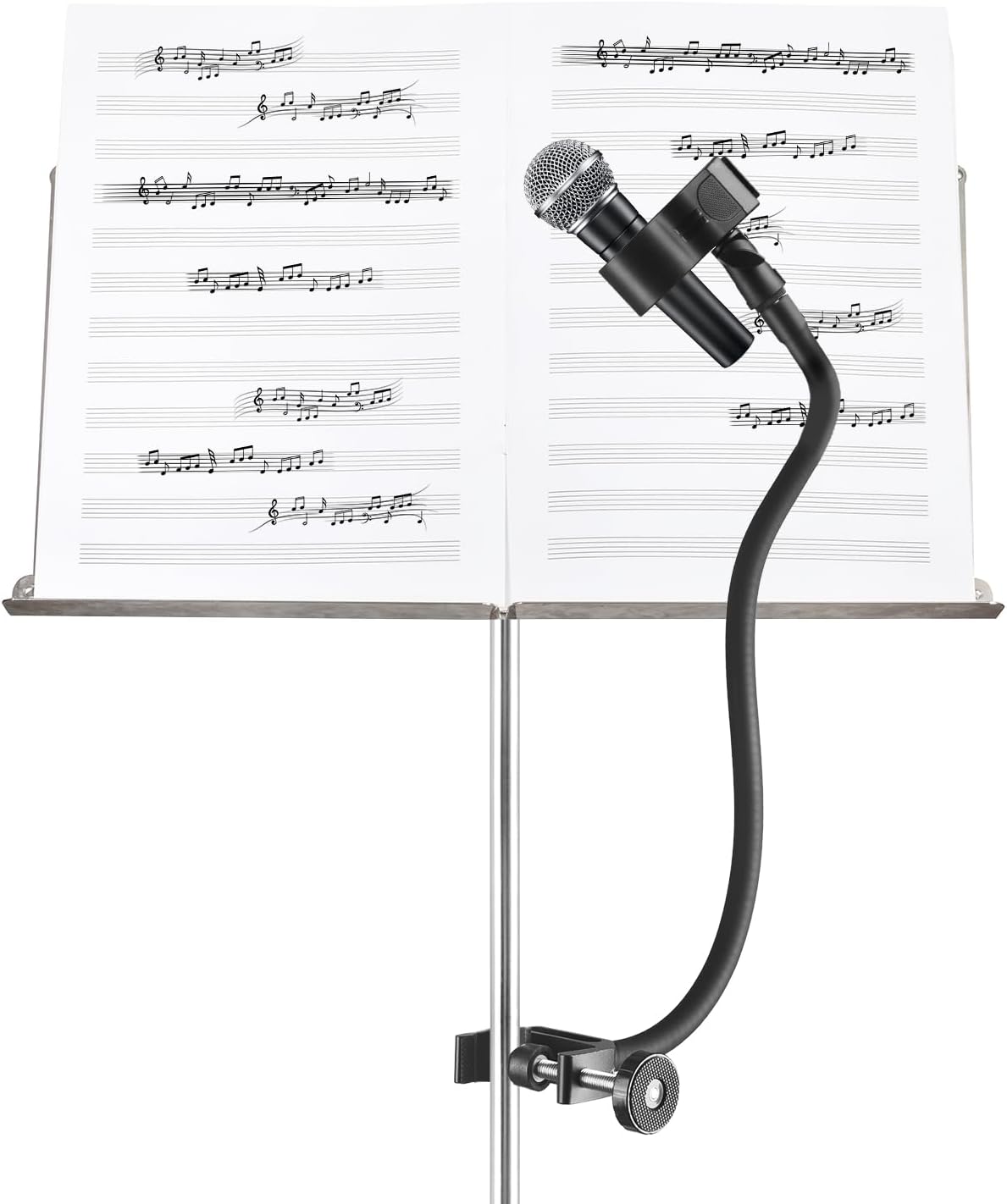 18.9" Gooseneck Microphone Stand – Flexible Adjustable Mic Arm with Super Clamp, Mic Clip & 3/8" to 5/8" Adapter, Compatible with Shure, Fifine, AT2020, Pyle, Blue Snowball, Razer