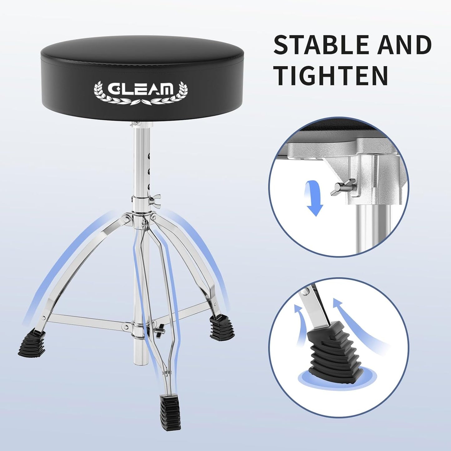 Adjustable Drum Throne – Padded Drum Stool with Sticks