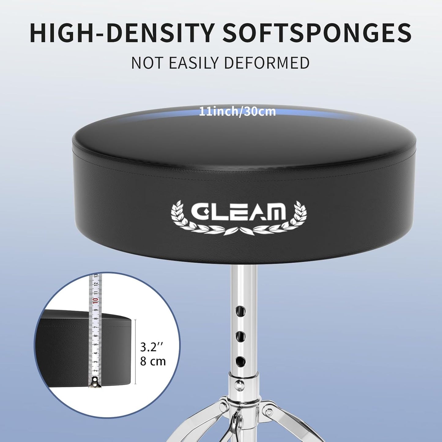 Adjustable Drum Throne – Padded Drum Stool with Sticks