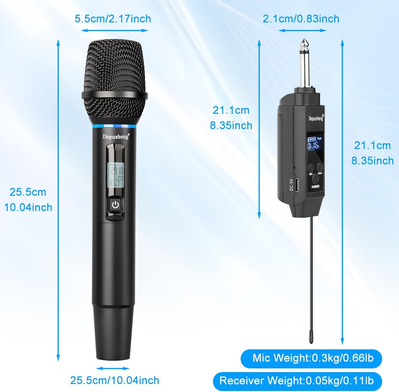 Wireless Handheld Microphone System – Rechargeable Live Vocal Mic