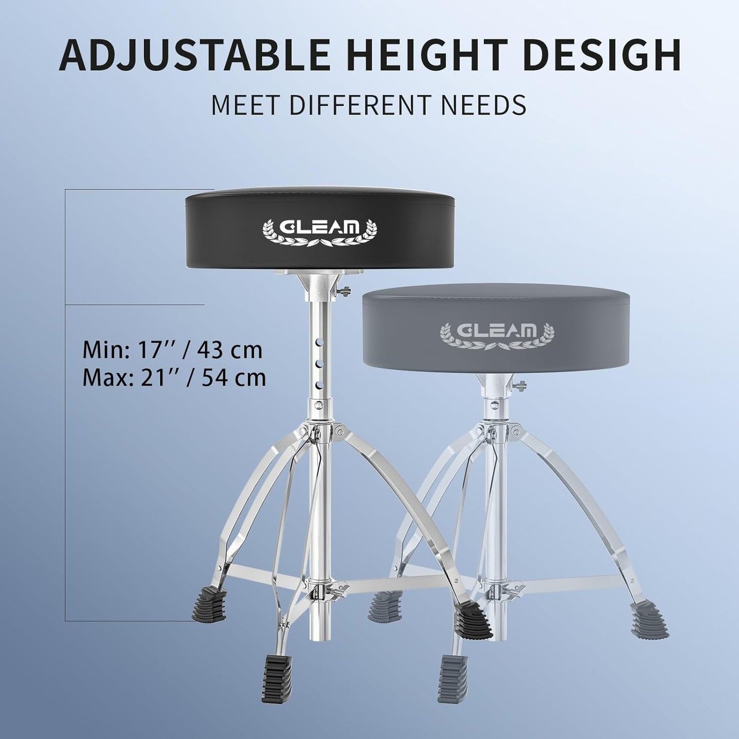 Adjustable Drum Throne – Padded Drum Stool with Sticks
