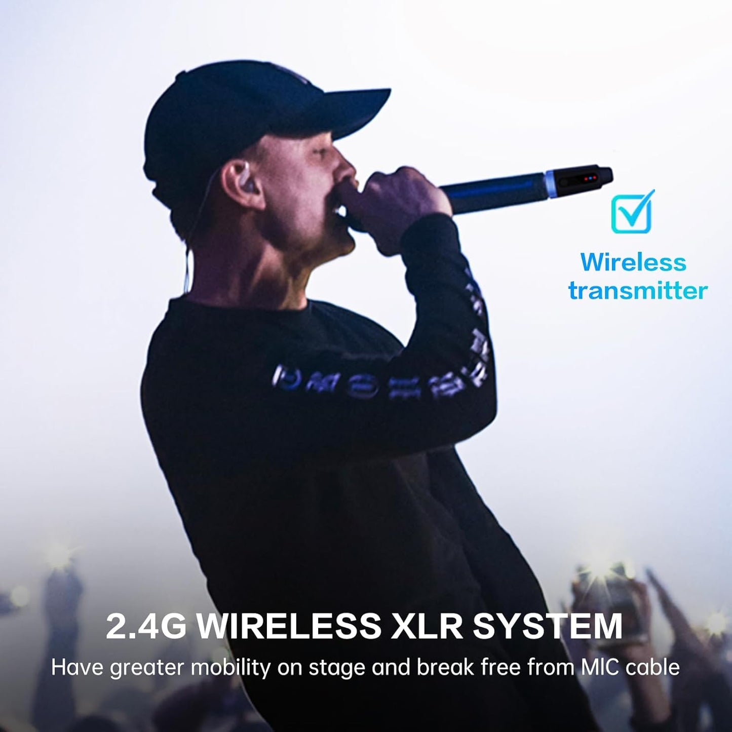 Wireless Microphone System – 2.4GHz XLR Transmitter & Receiver, Rechargeable Wireless Mic Adapter for Audio Mixer, Dynamic Mic, PA, Electric Guitar (M-04)