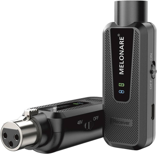 UHF XLR Wireless Microphone Adapter & Receiver System — 164ft Range, +48V Phantom Power, Plug-On Wireless XLR Transmitter for Mic, Mixer & PA Gear