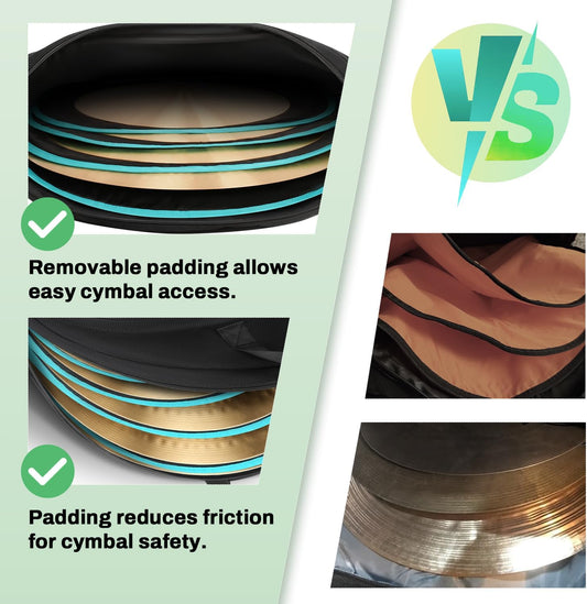 22″ Cymbal Bag – Water-Resistant, Padded Dividers, Backpack Straps & Accessory Pockets