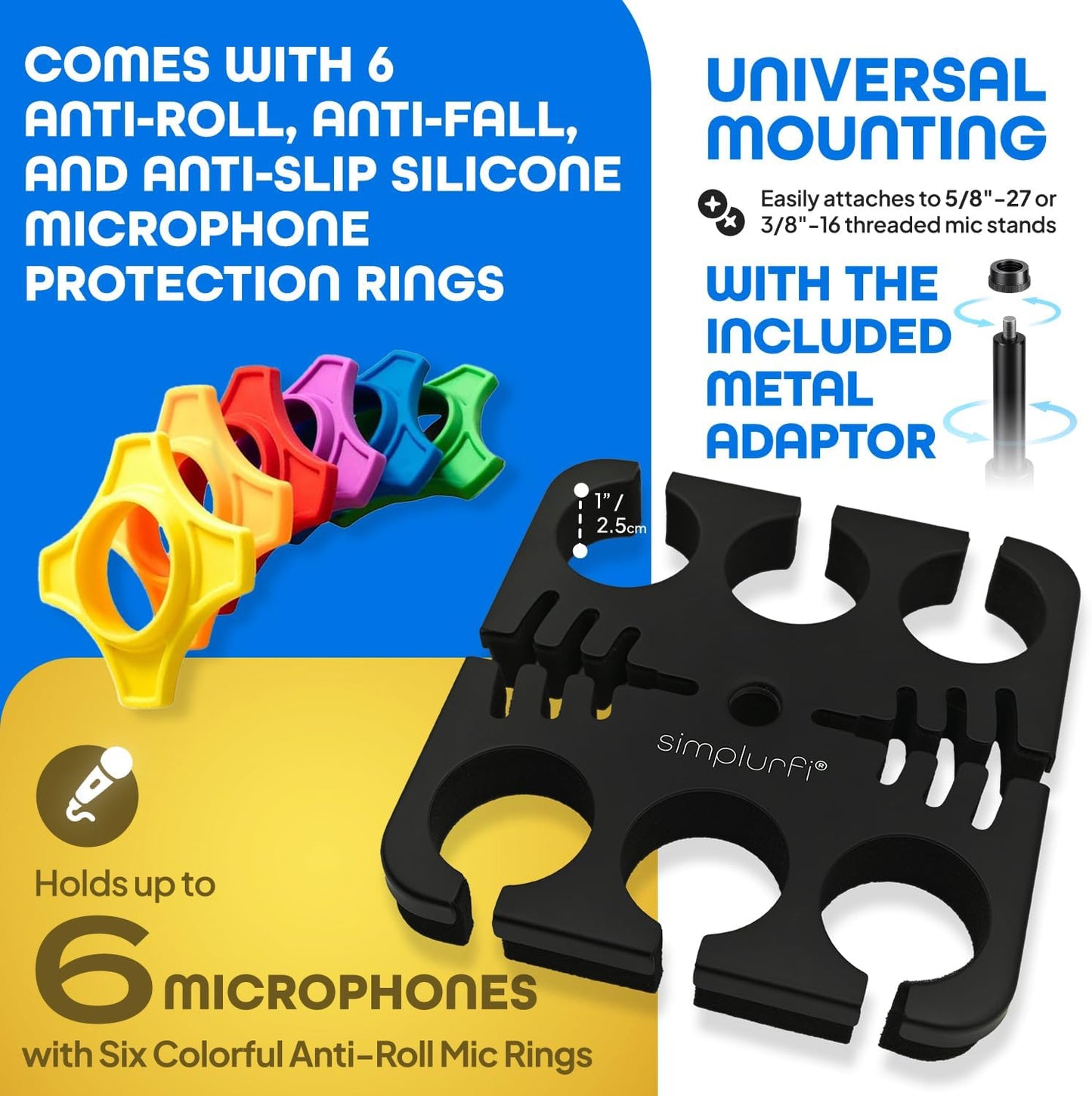 Multi Microphone Holder – 6 Mic Stand Organizer