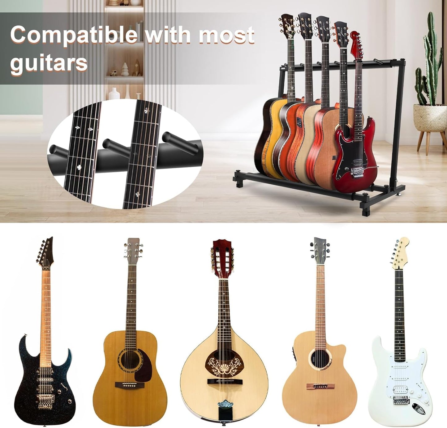 5 Slot Guitar Stand – Compact Folding Rack