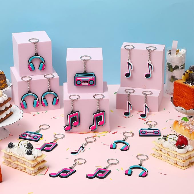Music Note Silicone Keychain – Musical Key Ring for Guitar Players & Music Lovers, Lightweight Backpack Charm, Musician Gift Accessory