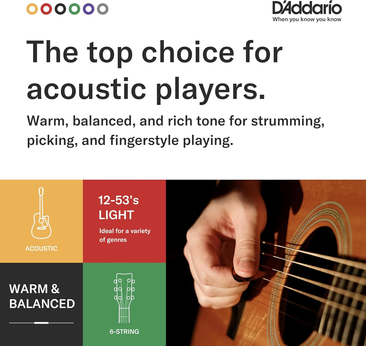 D’Addario EJ16 Phosphor Bronze Acoustic Guitar Strings 12-53