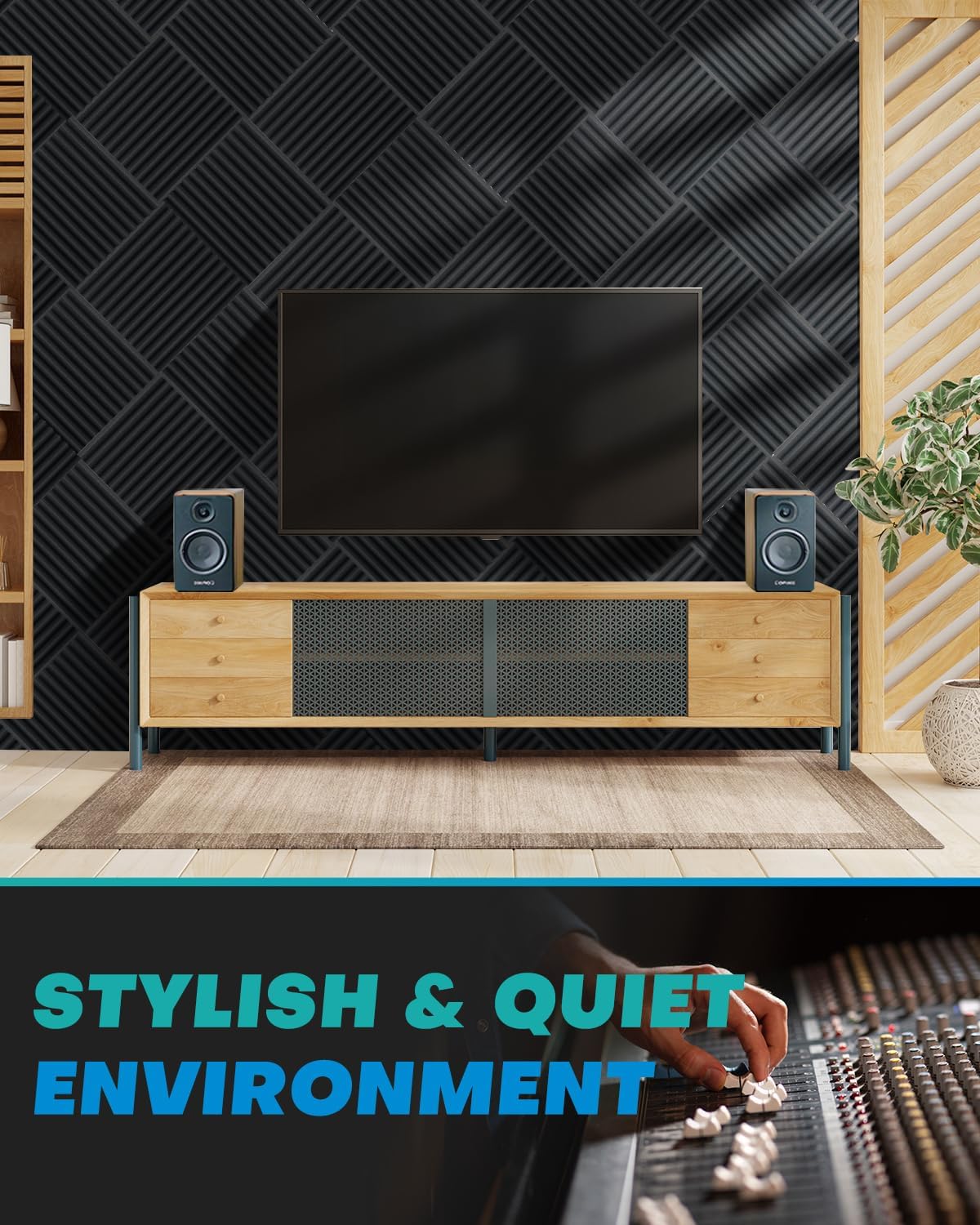 Acoustic Foam Panels (50 Pack) – Studio Soundproofing Tiles 12” x 12”