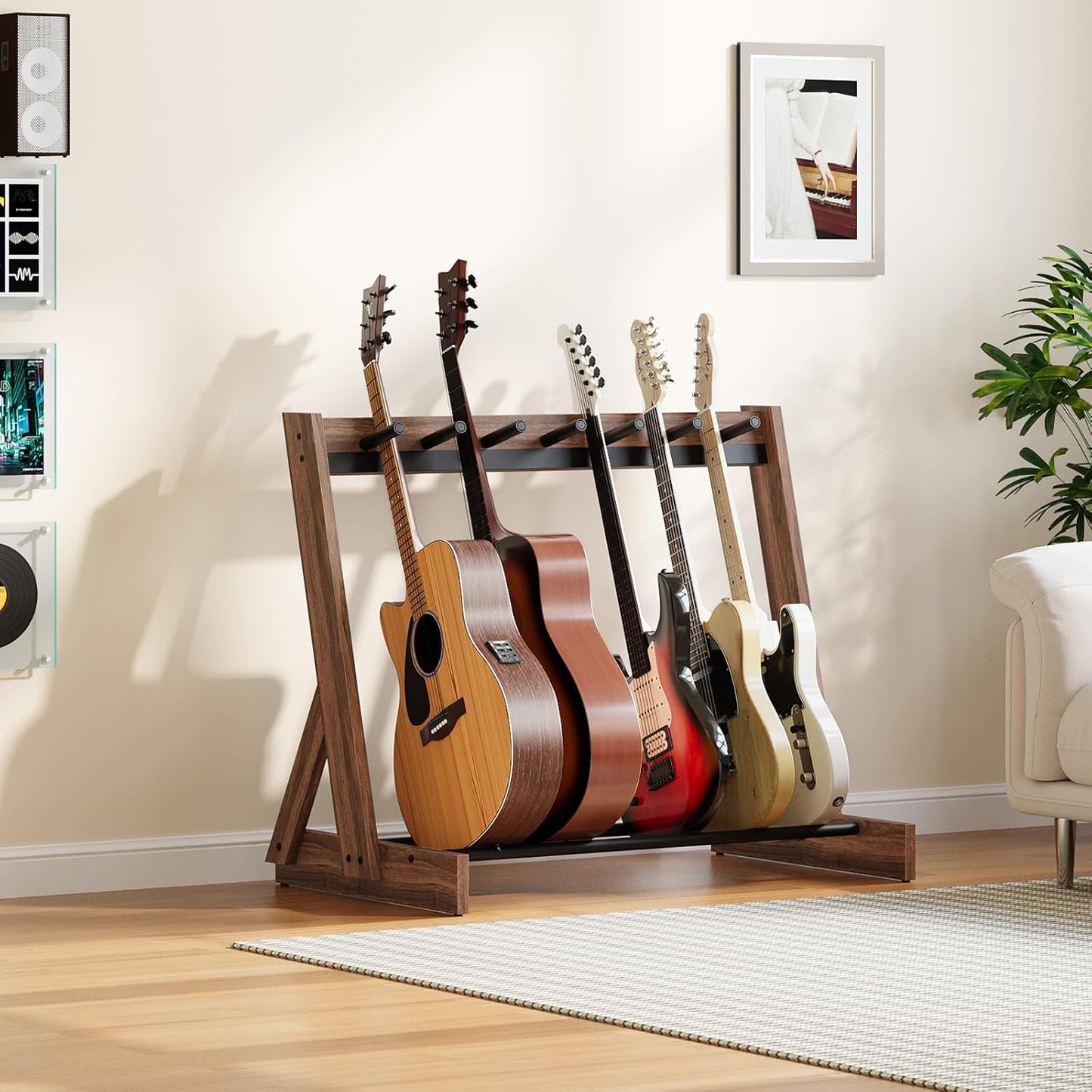 6 Guitar Rack Stand – Wooden Floor Guitar Holder
