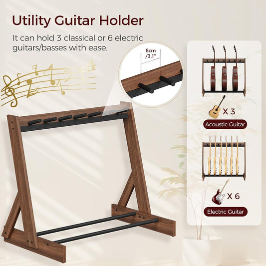 6 Guitar Rack Stand – Wooden Floor Guitar Holder
