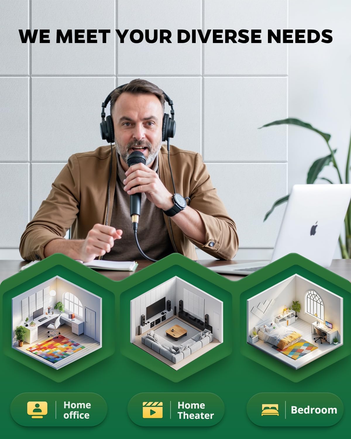 Acoustic Foam Panels (12-Pack) – Soundproof Wall Tiles