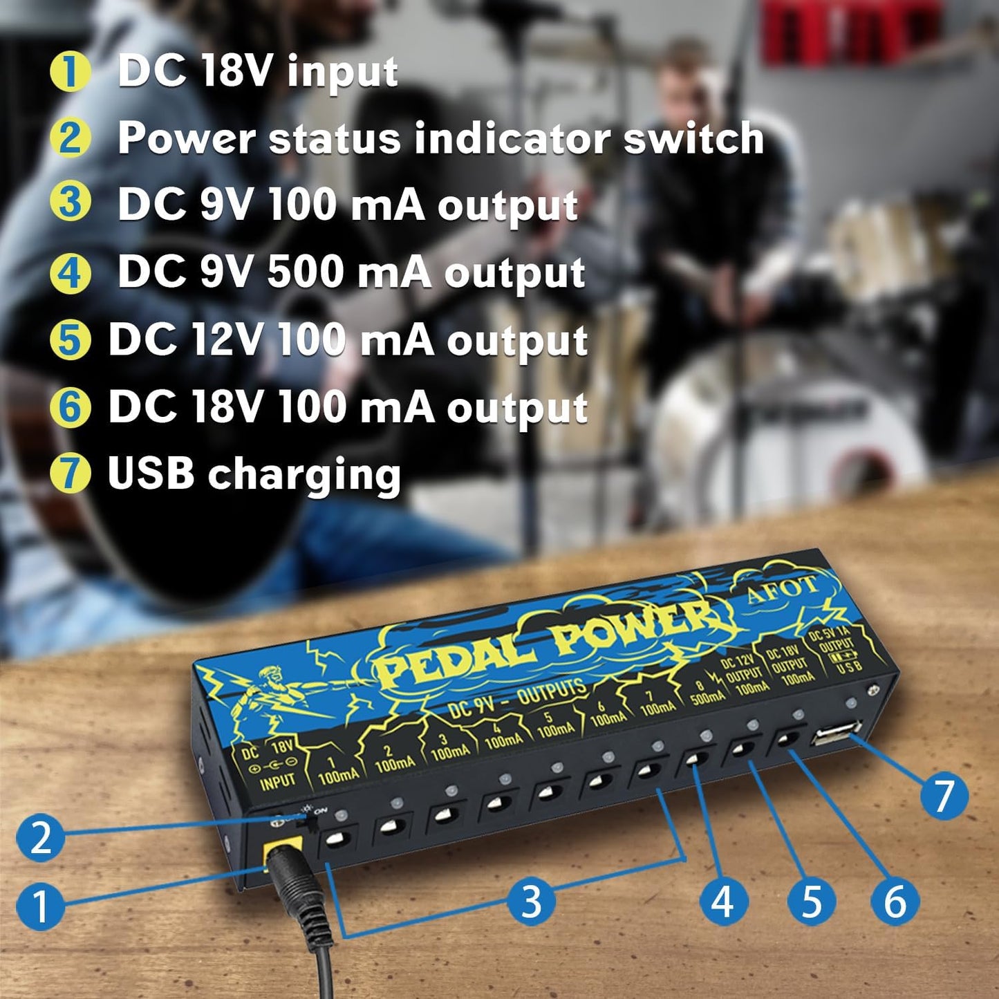 Stage-Ready Pedalboard Bundle – Aluminum Pedal Board with Carry Bag & 10-Output Isolated Power Supply