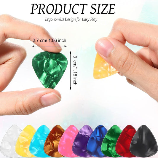 Kozmik Grooves 10-Pack Guitar Picks – Celluloid Plectrums, Thin/Medium/Heavy, 10 Colors, Acoustic & Electric Guitar