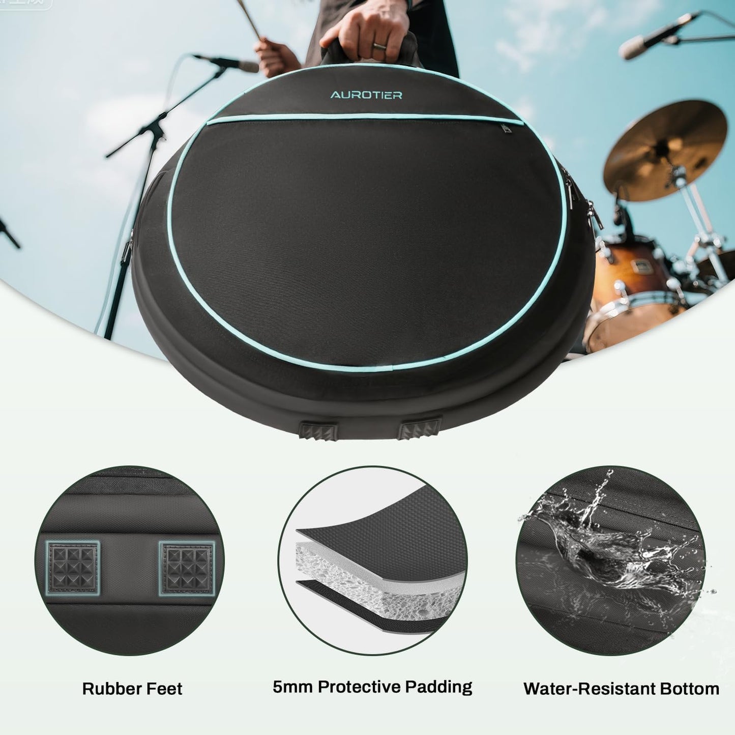 22″ Cymbal Bag – Water-Resistant, Padded Dividers, Backpack Straps & Accessory Pockets