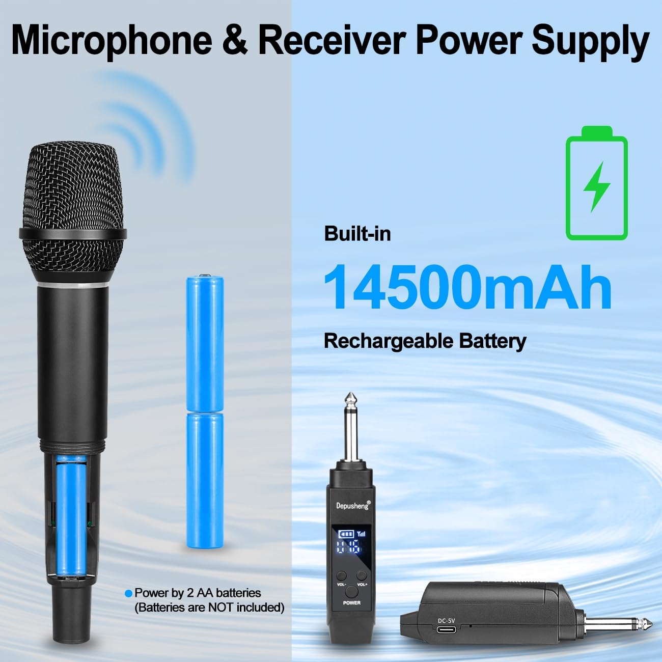 Wireless Handheld Microphone System – Rechargeable Live Vocal Mic