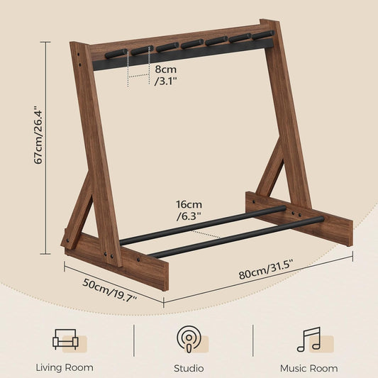 6 Guitar Rack Stand – Wooden Floor Guitar Holder