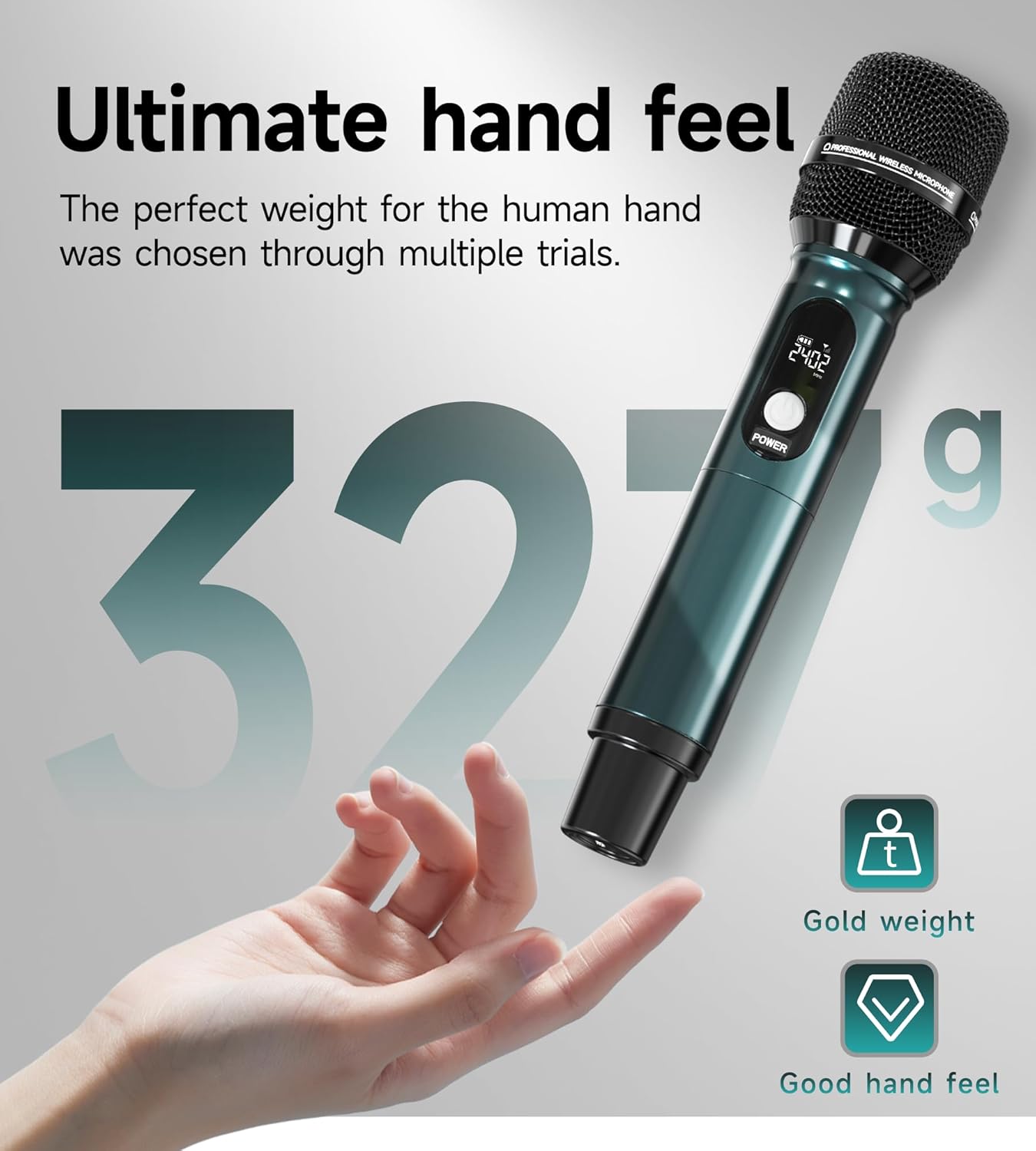 Professional Dual Wireless Microphone System – 240FT Long-Range Metal Handheld Mics, Studio-Grade Sound Pickup, Low Latency 3ms Wireless Mic for Singing, Karaoke, Events & Public Speaking