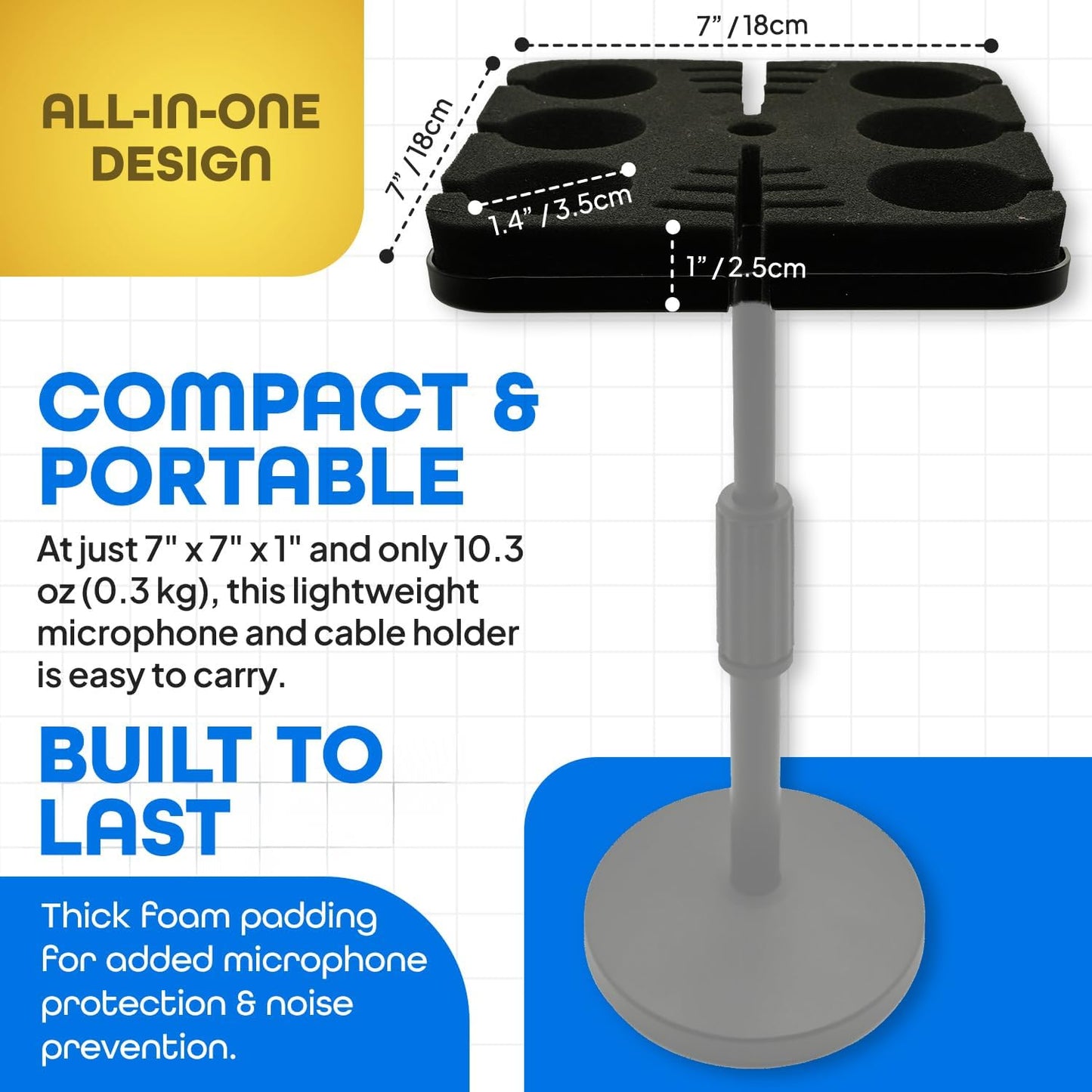 Multi Microphone Holder – 6 Mic Stand Organizer
