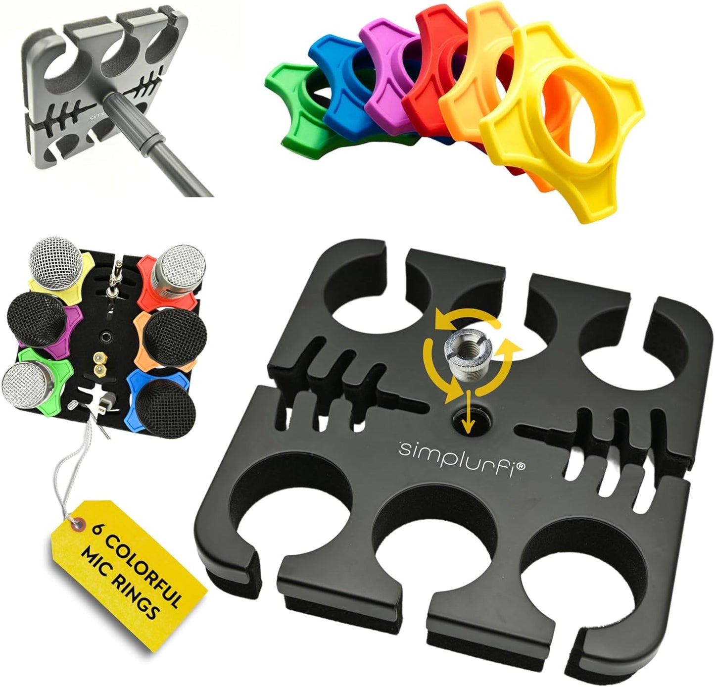 Multi Microphone Holder – 6 Mic Stand Organizer